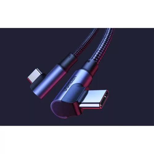 Ugreen Elbow Nylon harisnyázott USB Type C - USB Type C kábel döntött fejjel 1m 5A PD 100W fekete (US335 70696)