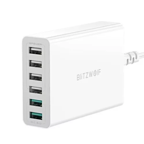 Blitzwolf BW-S15 Hálózati töltő 6xUSB/ QC 3.0 60W fehér