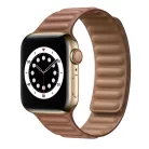 Apple Watch 3/4/5/6/7/8/SE 38/40/41mm barna Loop Leather bőr óraszíj mágneses