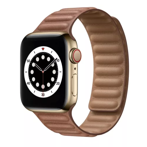 Apple Watch 3/4/5/6/7/8/SE 38/40/41mm barna Loop Leather bőr óraszíj mágneses