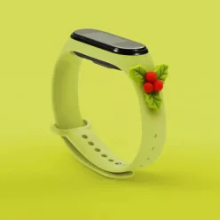   Strap Xmas karácsonyi óraszíj Xiaomi Mi Band 4 / Mi Band 3 zöld fagyönggyel