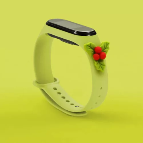 Strap Xmas karácsonyi óraszíj Xiaomi Mi Band 4 / Mi Band 3 zöld fagyönggyel