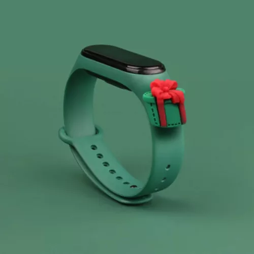 Strap Xmas karácsonyi óraszíj Xiaomi Mi Band 4 / Mi Band 3 sötétzöld ajándék