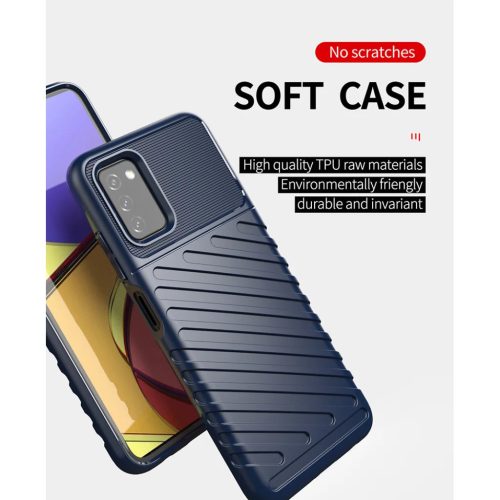 Samsung Galaxy A03s fokozott védelmet biztosító flexibilis TPU tok kék Alphajack