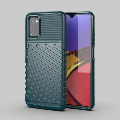 Samsung Galaxy A03s fokozott védelmet biztosító flexibilis TPU tok zöld Alphajack