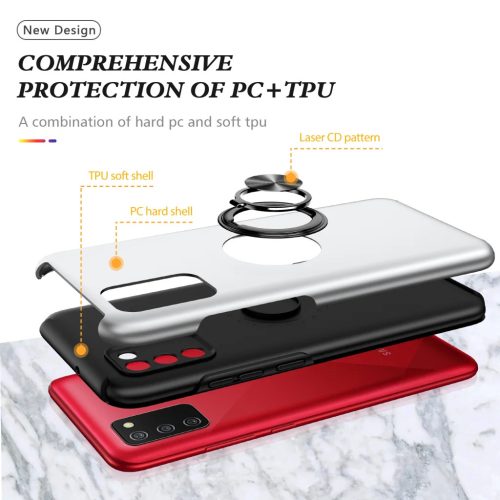 Samsung Galaxy A03s TPU tok kihajtható mágneses támasszal ezüst Alphajack