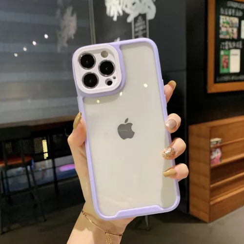 iPhone 13 Pro Max átlátszó tok halványlila kerettel Alphajack