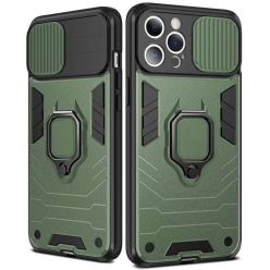   Samsung Galaxy A03s Ring Lens tok kameralencse védővel, kihajtható mágneses támasszal zöld Alphajack