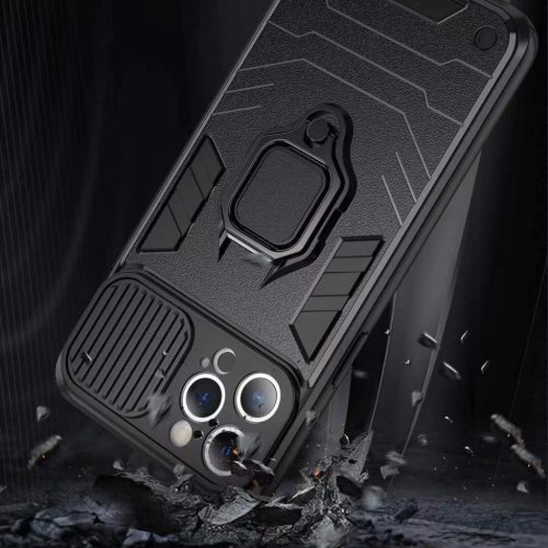 Samsung Galaxy A03s Ring Lens tok kameralencse védővel, kihajtható mágneses támasszal zöld Alphajack