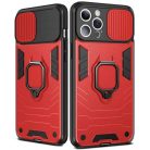 Samsung Galaxy A03s Ring Lens tok kameralencse védővel, kihajtható mágneses támasszal piros Alphajack