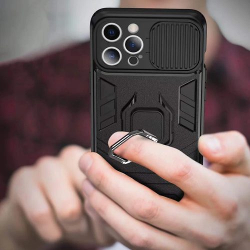 Samsung Galaxy A03s Ring Lens tok kameralencse védővel, kihajtható mágneses támasszal piros Alphajack