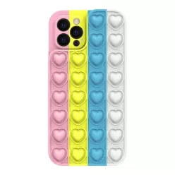   iPhone 11 Szíves POP IT telefontok - Color 2 - rózsaszín, sárga, kék, szürke