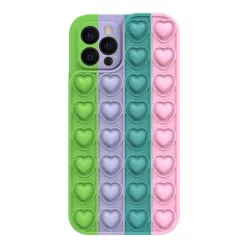  iPhone 11 Szíves POP IT telefontok - Color 5 - Zöld, lila, zöld, rózsaszín