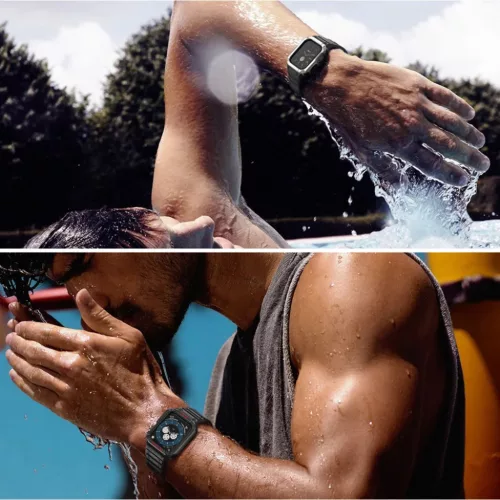 Apple Watch 8/7/6/5/4/3/2 / SE (41/40 / 38mm) Armored Óraszíj és Tok Fekete