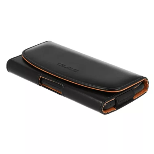 iPhone 7/ 8/ 11 Pro/ 12 Mini/ 13 Mini/ SE 2020/ SE 2022/X / Xs Telone Viva Övre fűzhető bőr telefontartó tok fekete - Size 03