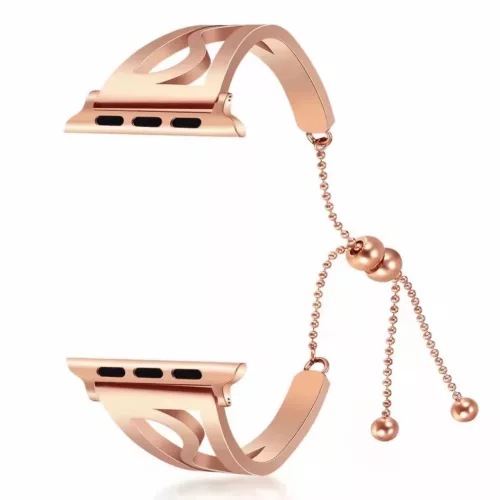 Apple Watch 3/4/5/6/7/8/SE (38/40/41mm) karkötő formájú V2 fém óraszíj rose gold színű Alphajack