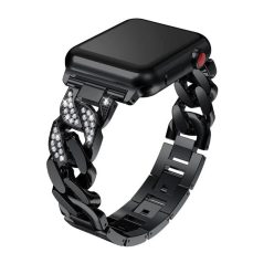   Apple Watch 4/5/6/7/8/SE (38/40/41mm) Luxury V3 fém óraszíj fekete színű Alphajack