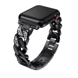   Apple Watch 4/5/6/7/8/SE (38/40/41mm) Luxury V3 fém óraszíj fekete színű Alphajack