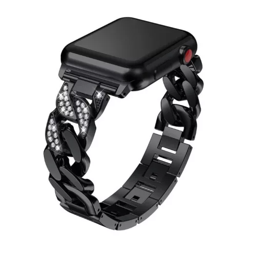 Apple Watch 4/5/6/7/8/SE (38/40/41mm) Luxury V3 fém óraszíj fekete színű Alphajack