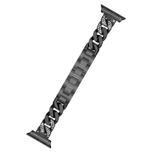 Apple Watch 4/5/6/7/8/SE (38/40/41mm) Luxury V3 fém óraszíj fekete színű Alphajack