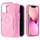 iPhone 13 Pro Max 3 az 1-ben ütésálló MagSafe-kompatibilis mágneses tok rózsaszín Alphajack