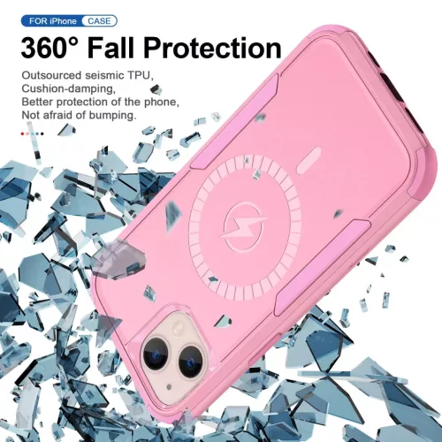 iPhone 13 Pro Max 3 az 1-ben ütésálló MagSafe-kompatibilis mágneses tok rózsaszín Alphajack