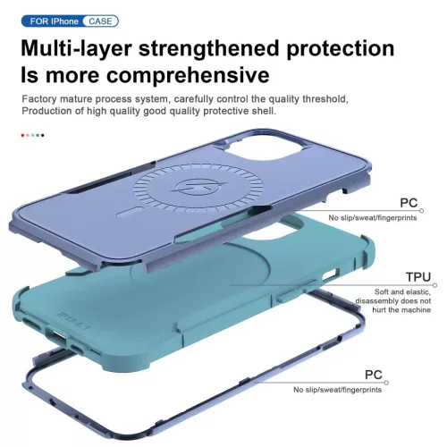 iPhone 13 Pro Max 3 az 1-ben ütésálló MagSafe-kompatibilis mágneses tok rózsaszín Alphajack