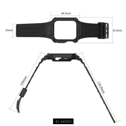 Apple Watch 4/5/6/7/8/SE (42/44/45mm) Rugged Armor óraszíj és tok áttetsző-rose gold