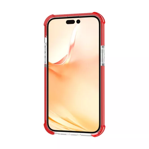 iPhone 14 Pro Max átlátszó TPU tok piros kerettel Alphajack