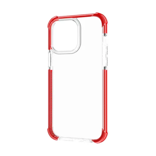 iPhone 14 Pro Max átlátszó TPU tok piros kerettel Alphajack