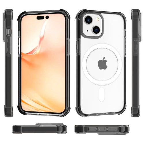 iPhone 14 Plus MagSafe kompatibilis átlátszó TPU tok fekete kerettel Alphajack