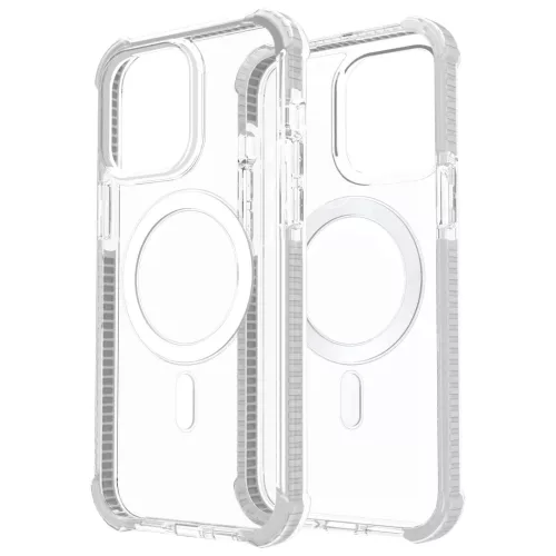 iPhone 14 Pro Max MagSafe kompatibilis átlátszó TPU tok fehér kerettel Alphajack