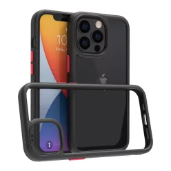   iPhone 14 Pro Max átlátszó TPU tok edzett üveg hátlappal, fekete kerettel Alphajack