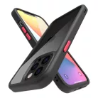 iPhone 14 Pro Max átlátszó TPU tok edzett üveg hátlappal, fekete kerettel Alphajack