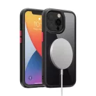 iPhone 14 Pro Max átlátszó TPU tok edzett üveg hátlappal, fekete kerettel Alphajack