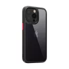 iPhone 14 Pro Max átlátszó TPU tok edzett üveg hátlappal, fekete kerettel Alphajack