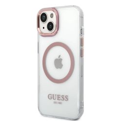   iPhone 14 Plus Guess Transparent MagSafe kompatibilis tok rózsaszín (GUHMP14MHTRMP)