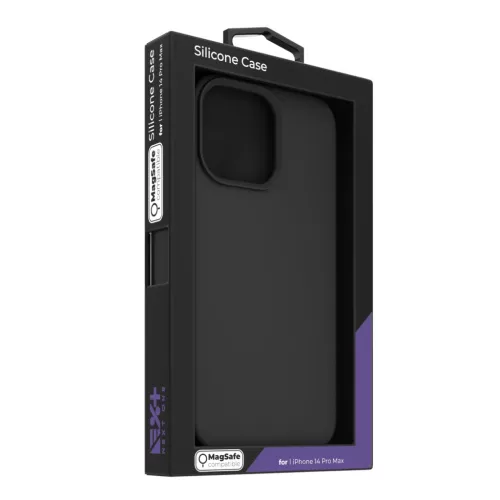 iPhone 14 Pro Max Next One MagSafe-kompatibilis szilikontok fekete (IPH-14PROMAX-MAGCASE-BLACK)