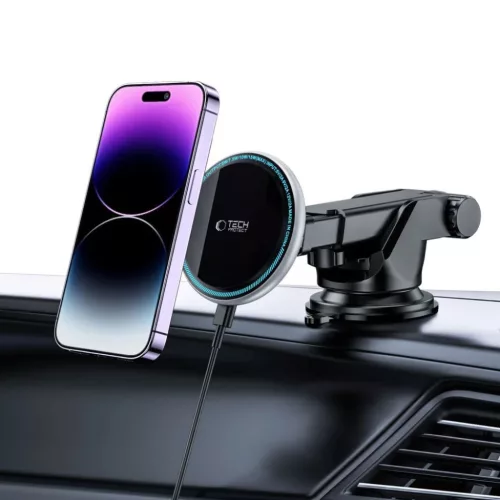 Tech-Protect A2 mágneses autós telefontartó vezeték nélküli töltéssel 15W fekete Magsafe