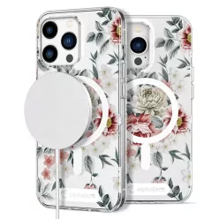   iPhone 14 Pro Max MagSafe kompatibilis tok virágmintával TPU+PC IMD01 Alphajack