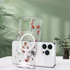 iPhone 14 Pro Max MagSafe kompatibilis tok virágmintával TPU+PC IMD02 Alphajack