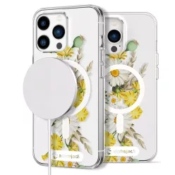   iPhone 14 Pro Max MagSafe kompatibilis tok virágmintával TPU+PC IMD03 Alphajack