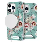 iPhone 14 Pro Max MagSafe kompatibilis tok virágmintával TPU+PC IMD04 Alphajack