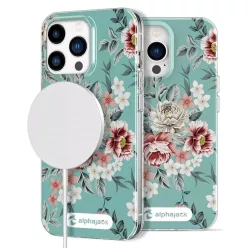   iPhone 14 Pro Max MagSafe kompatibilis tok virágmintával TPU+PC IMD04 Alphajack