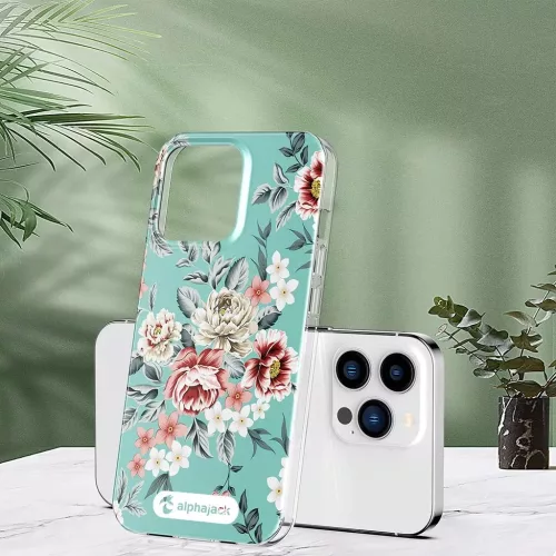 iPhone 14 Pro Max MagSafe kompatibilis tok virágmintával TPU+PC IMD04 Alphajack