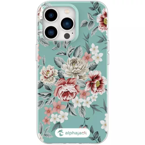iPhone 14 Pro Max MagSafe kompatibilis tok virágmintával TPU+PC IMD04 Alphajack