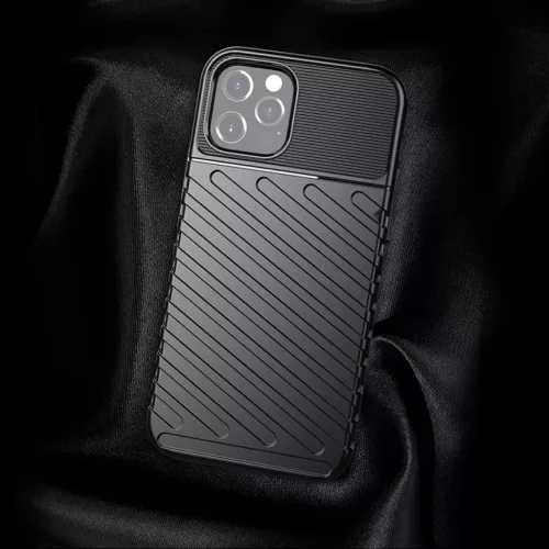 iPhone 14 Pro Max Thunder fokozott védelmet biztosító flexibilis TPU tok fekete