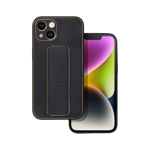 iPhone 14 Plus Forcell Leather Kickstand tok fekete
