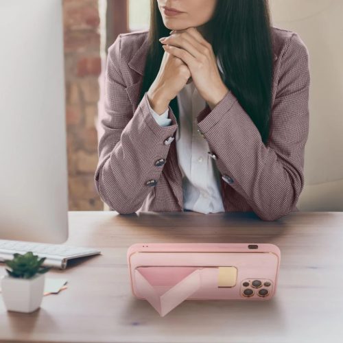 iPhone 14 Plus Forcell Leather Kickstand tok rózsaszín