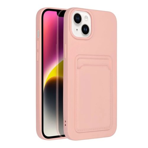 iPhone 14 Plus Card Case Szilikon tok hátlapi kártyatartóval rózsaszín